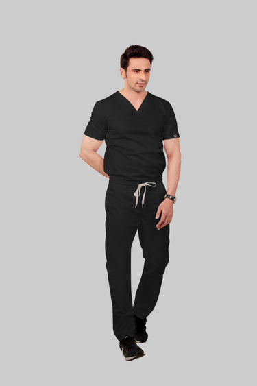 Stretchable (2Way) Male Black Straight Scrub Pant