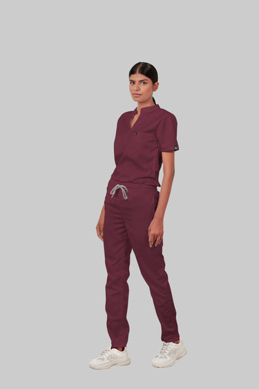 Stretchable (4Way) Female Burgundy Straight Scrub Pant