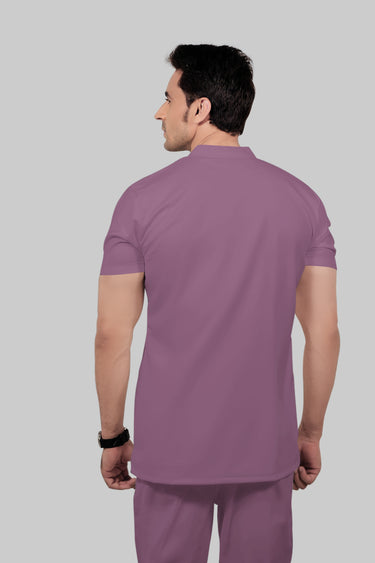 Stretchable (2Way) Male Lilac Mandarin Neck With Straight Pant Scrub Set