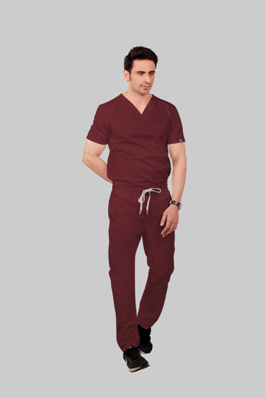 Stretchable (2Way) Male Maroon Straight Scrub Pant