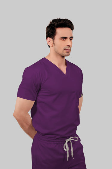 Stretchable (2Way) Male Purple Straight Scrub Pant