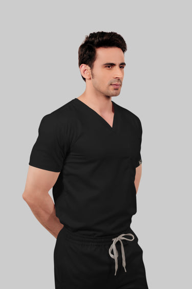 Stretchable (2Way) Male Black Straight Scrub Pant
