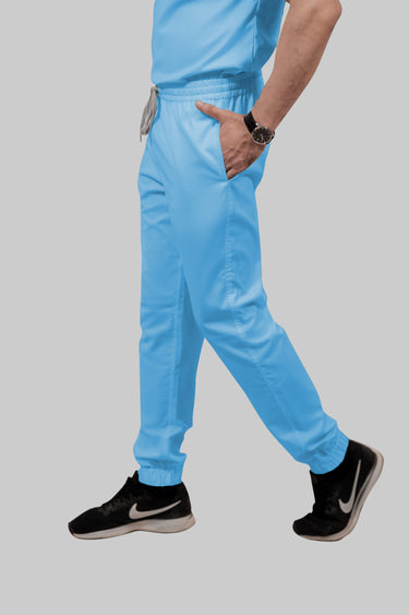Stretchable (2Way) Female Light Blue V-Neck With Jogger Scrub Set