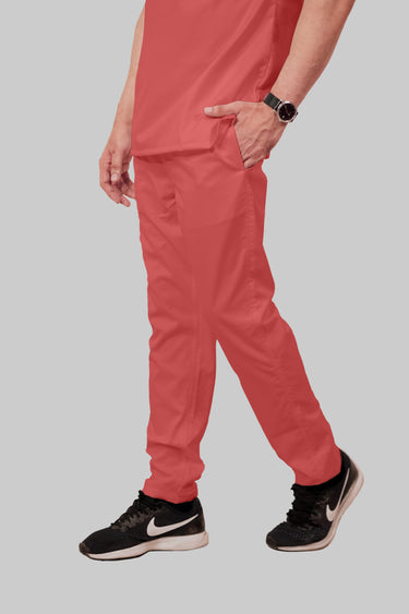 Stretchable (2Way) Male Peach V-Neck With Straight Pant Scrub Set