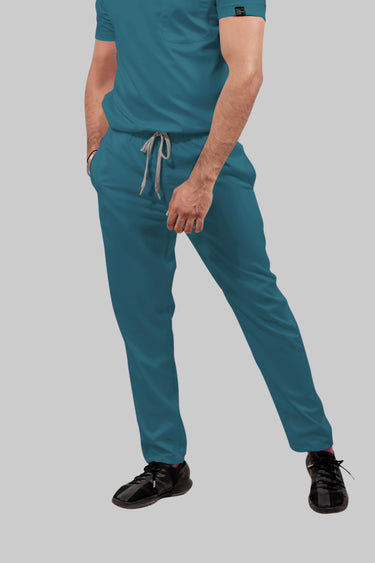 Stretchable (4Way) Male Peacock Blue Straight Scrub Pant