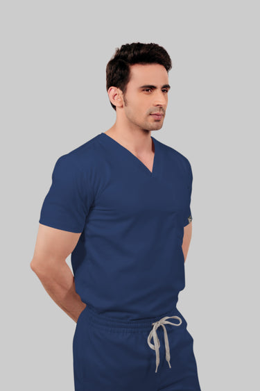 Stretchable (2Way) Male Navy Blue Straight Scrub Pant