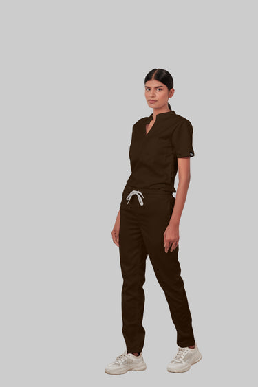 Stretchable (4Way) Female Brown Straight Scrub Scrub Pant