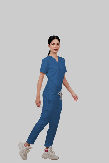 Stretchable (2Way) Female Steel Blue Straight Scrub Pant