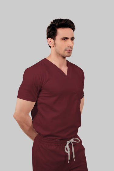 Stretchable (2Way) Male Maroon Straight Scrub Pant