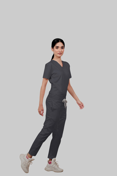 Stretchable (2way) Female Dark Gray Straight Scrub Pant