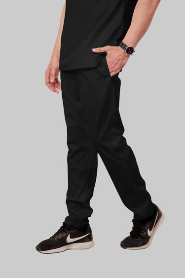 Stretchable (2Way) Male Black Straight Scrub Pant