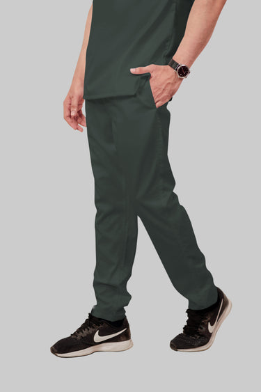 Stretchable (2Way) Male Bottle Green Straight Scrub Pant