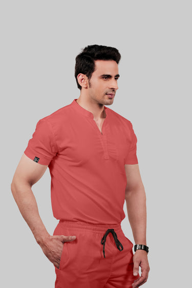 Stretchable (2Way) Male Peach Mandarin Neck Scrub Top