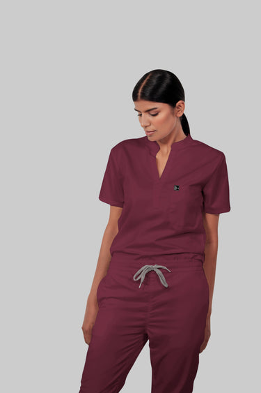 Stretchable (4Way) Female Burgundy Straight Scrub Pant