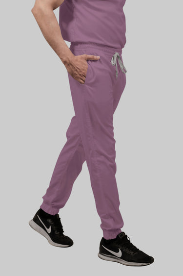 Stretchable (2Way) Female Lilac Mandarin Neck With Jogger Scrub Set