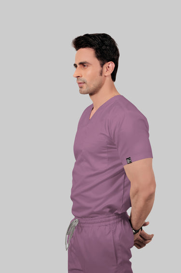 Stretchable (2Way) Male Lilac V-Neck With Jogger Scrub Set