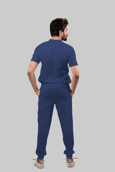 Stretchable (4Way) Male Royal Blue Mandarin Neck with Jogger Scrub Set