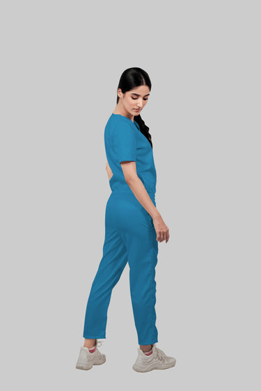 Stretchable (2Way) Female Peacock Blue Straight Scrub Pant