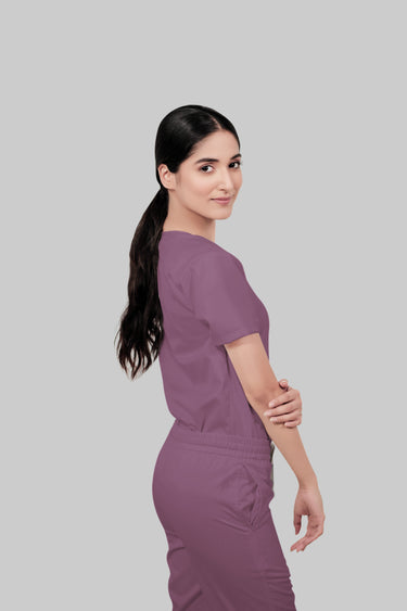 Stretchable (2Way) Female Lilac V-Neck Scrub Top