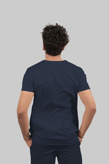 Stretchable (4Way) Male V-Neck Navy Blue Scrub Top