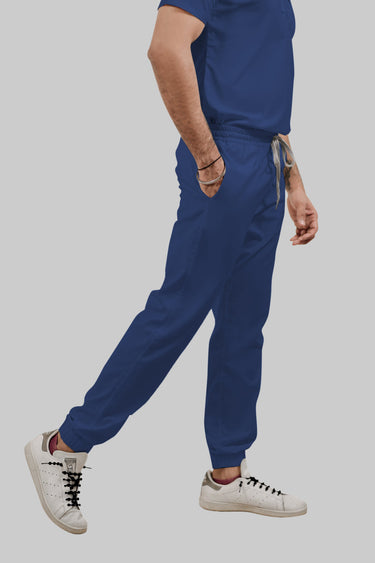 Stretchable (4Way) Female Royal Blue Mandarin Neck With Jogger Scrub Set
