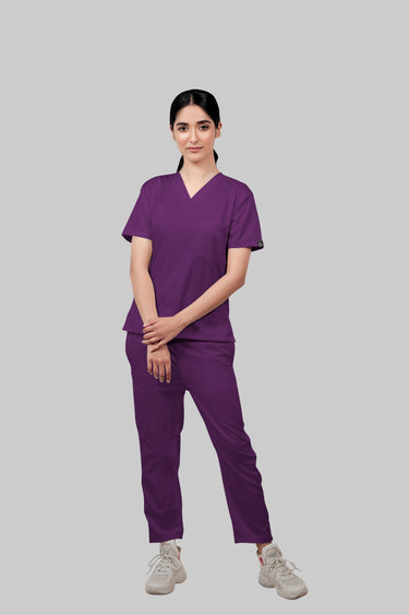 Stretchable (2Way) Female Purple Straight Scrub Pant